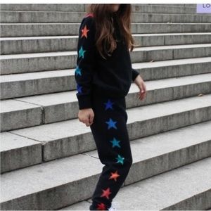 Black cashmere sweater with star detail